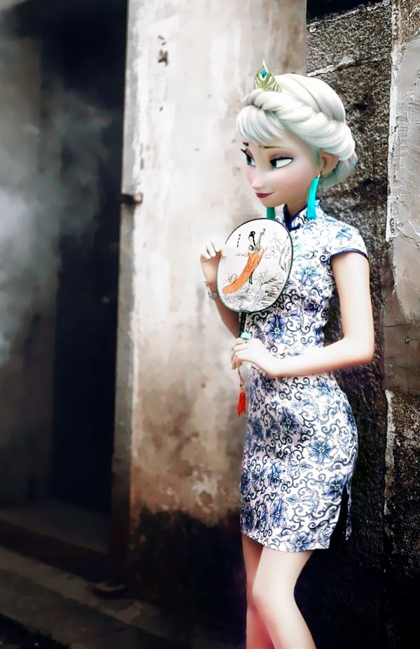 《冰雪奇缘》Elsa Anna穿上中国旗袍